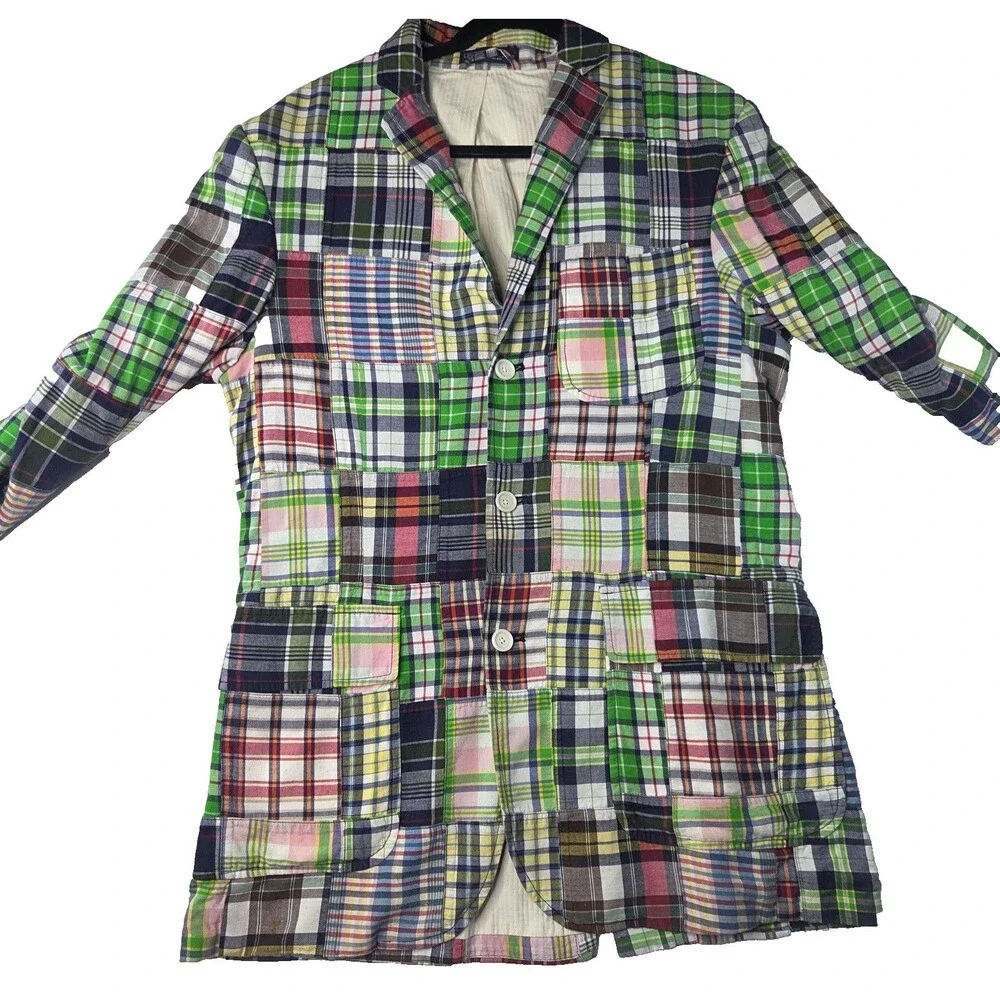 Polo Ralph Lauren Madras Patchwork  Sport Coat Blazer Men's Size S